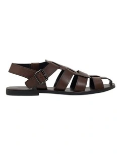 Ellas Leather Sandal in Dark Brown