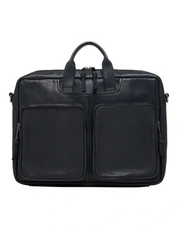 Duke Leather Laptop Bag in Black