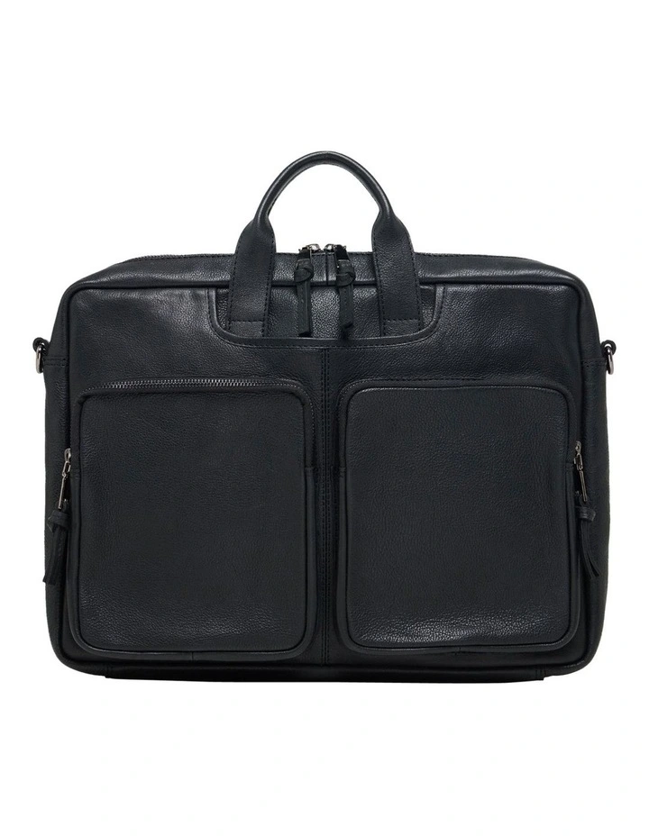 Duke Leather Laptop Bag in Black image 1