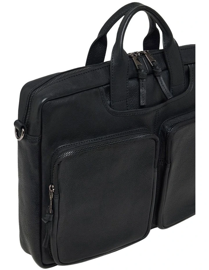Duke Leather Laptop Bag in Black image 2
