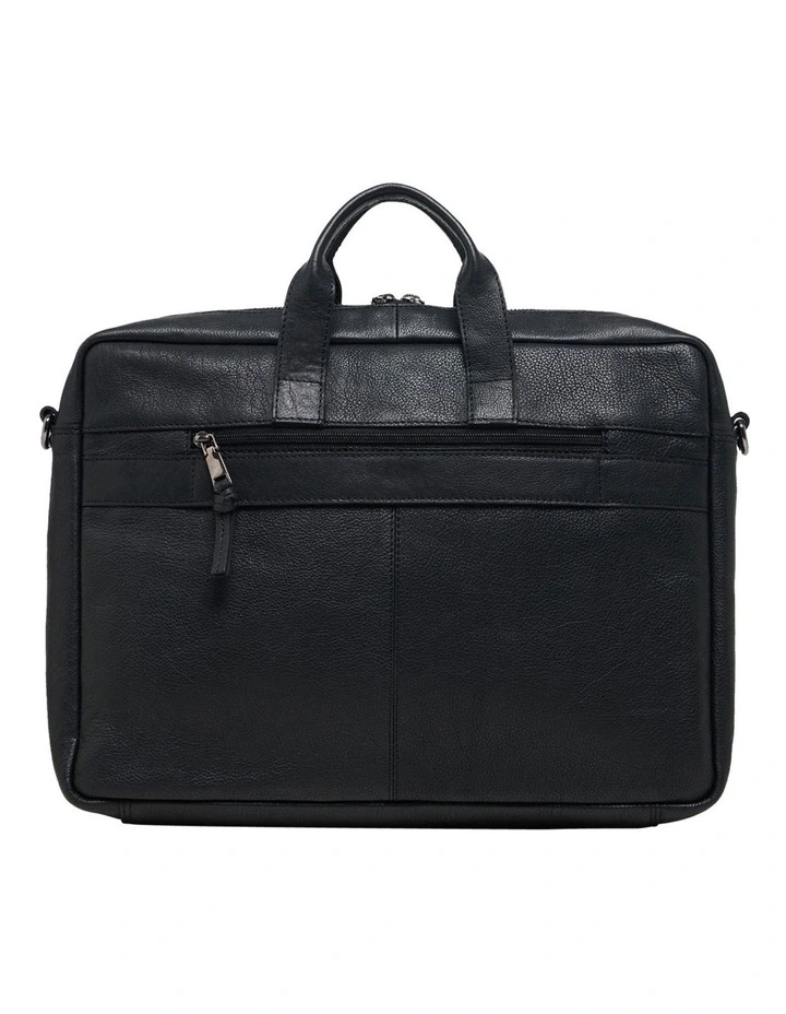 Duke Leather Laptop Bag in Black image 3