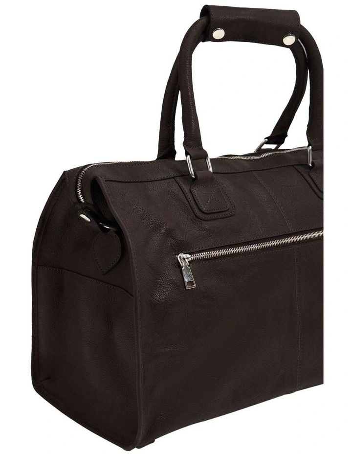 Magnus Leather Overnighter Bag in Dark Brown image 4