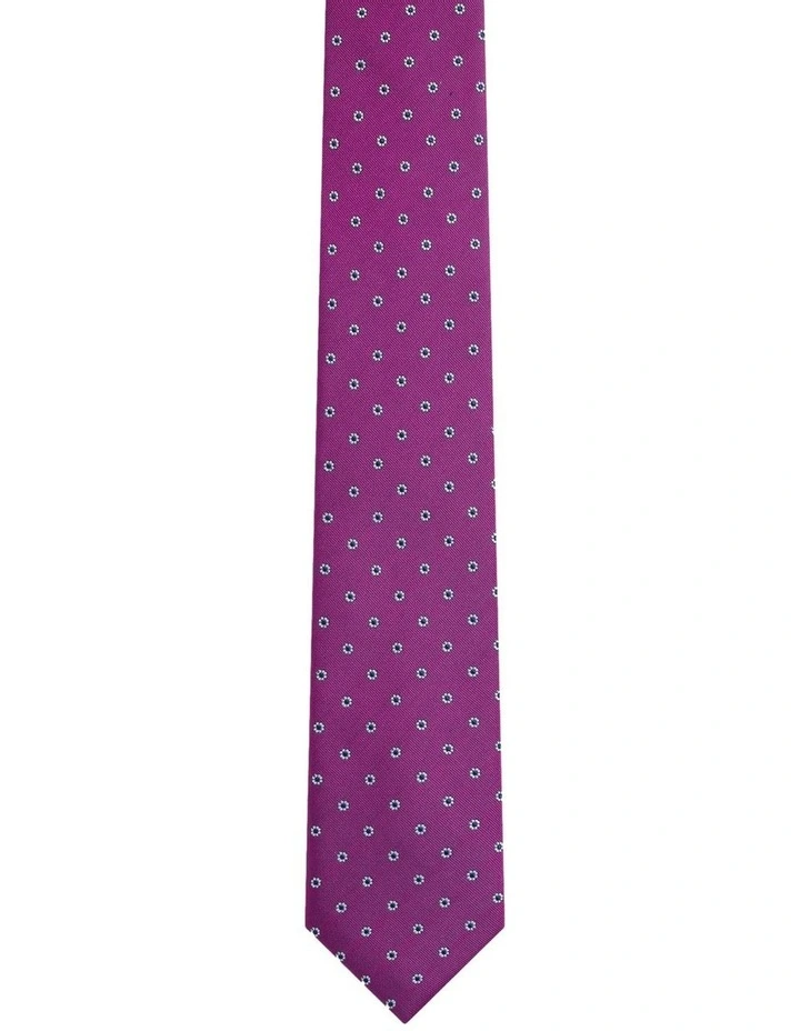 Milton Spot Floral Tie 7cm in Purple image 1