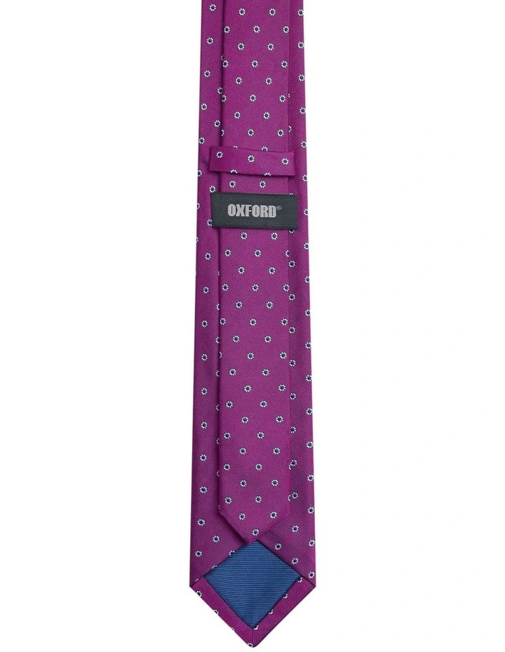 Milton Spot Floral Tie 7cm in Purple image 2