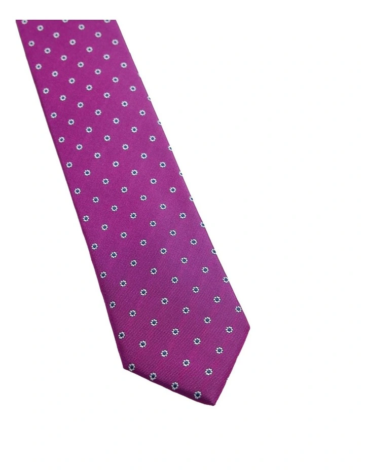 Milton Spot Floral Tie 7cm in Purple image 3