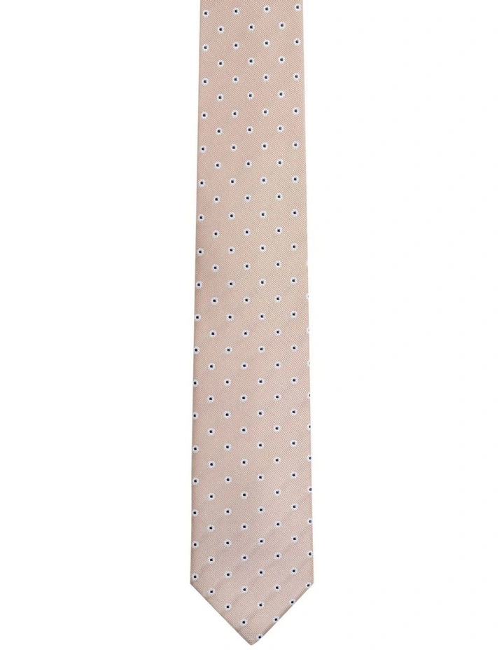 Milton Spot Floral Tie 7cm in Biscuit image 1