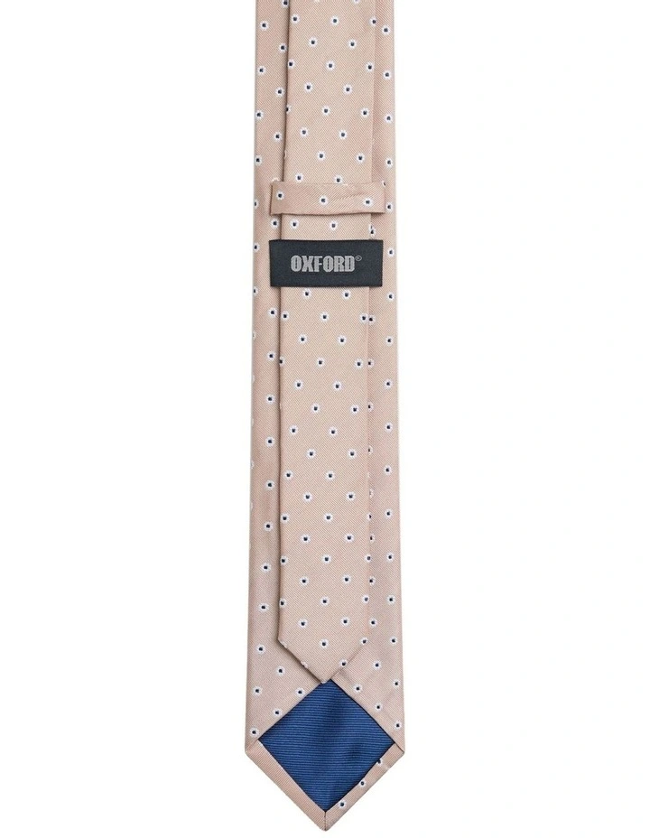 Milton Spot Floral Tie 7cm in Biscuit image 2