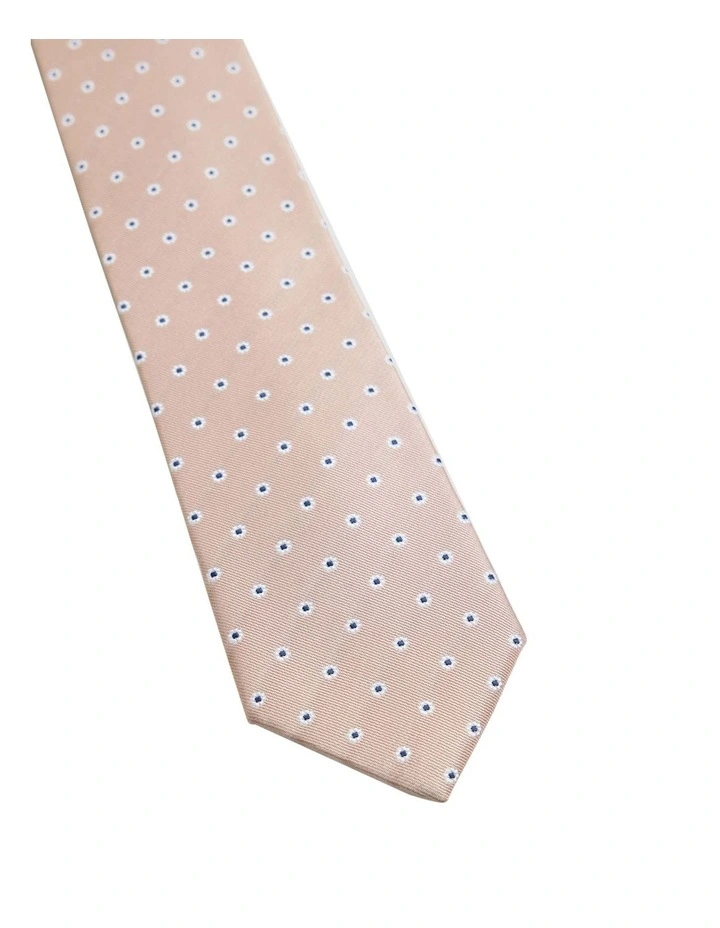 Milton Spot Floral Tie 7cm in Biscuit image 3