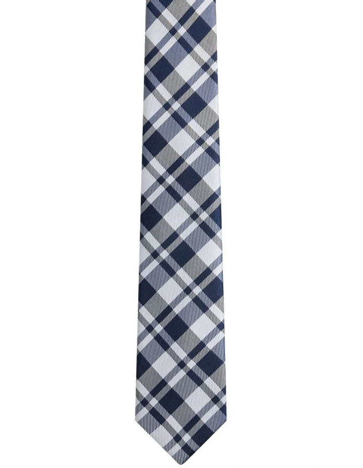 Grady Check Tie 7cm in Blue Multi image 1