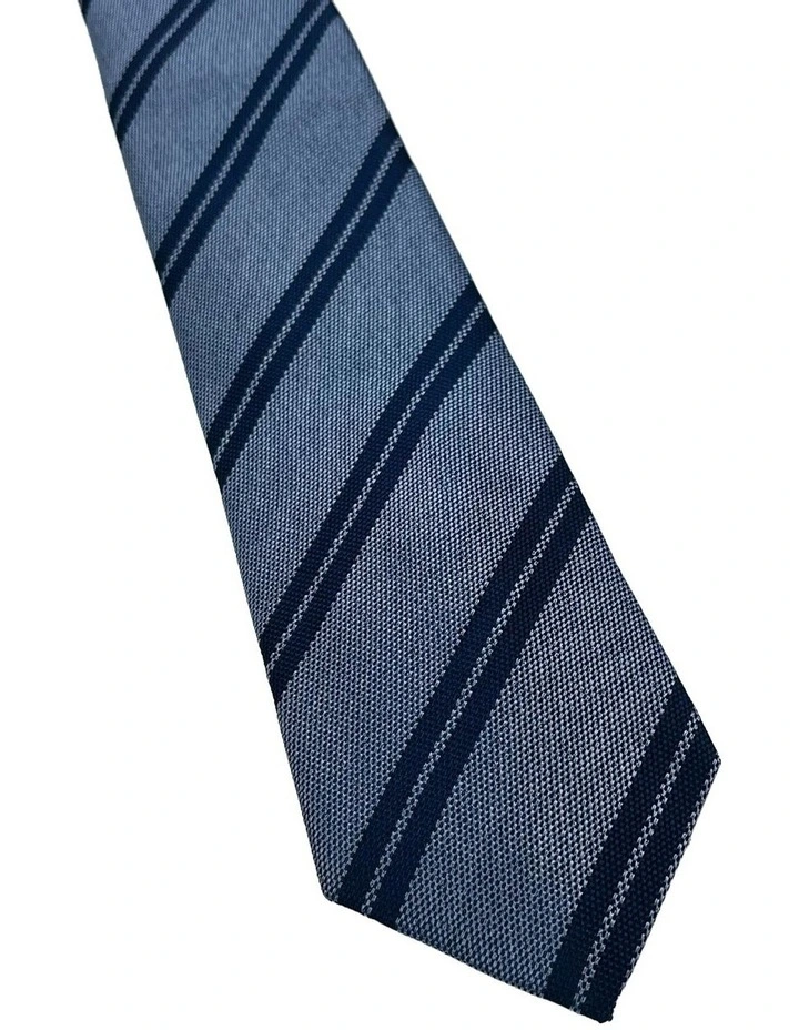 Granger Stripe 7Cm Tie in Blue/Light Blue image 3
