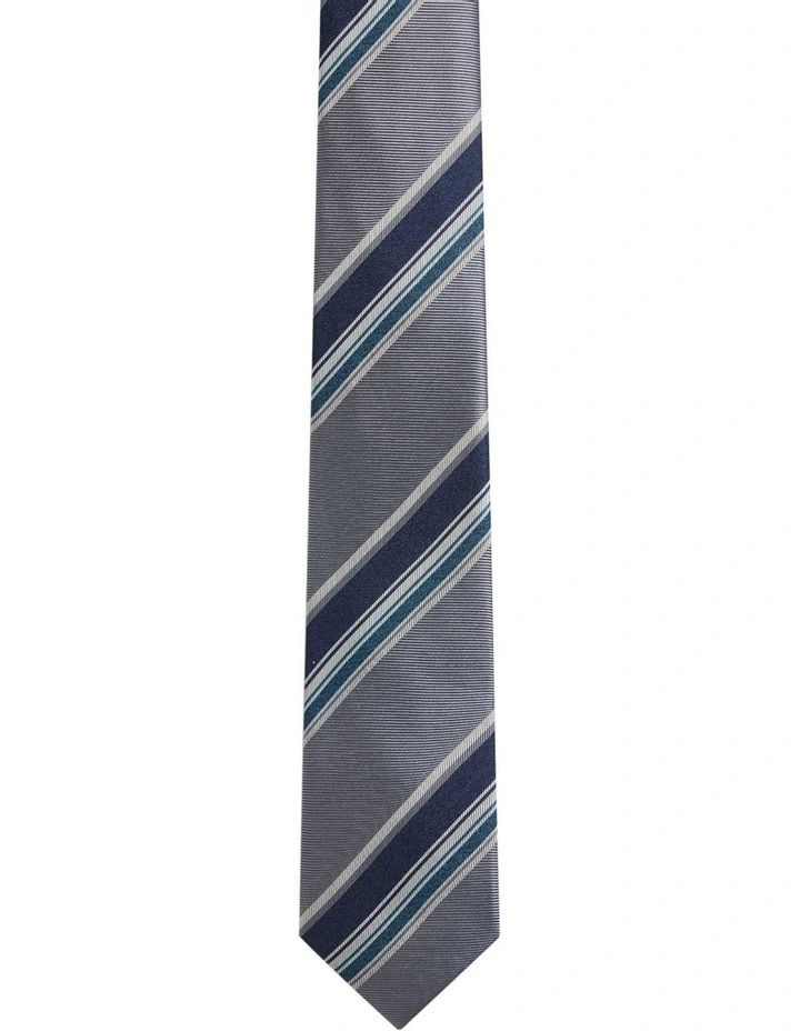 Granger Stripe Tie 7cm in Grey image 1