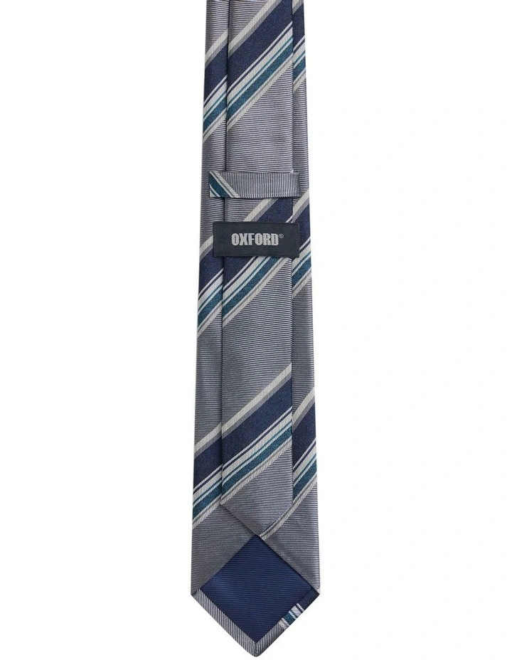 Granger Stripe Tie 7cm in Grey image 2