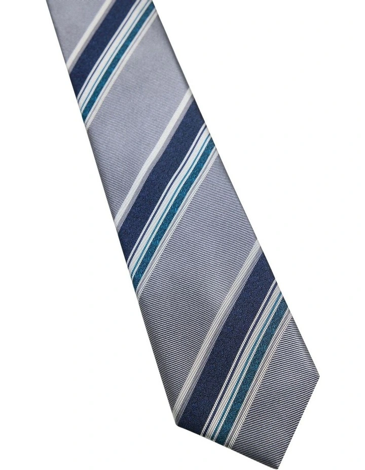 Granger Stripe Tie 7cm in Grey image 3