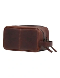 Traveller Leather Wash Bag in Saddle Tan