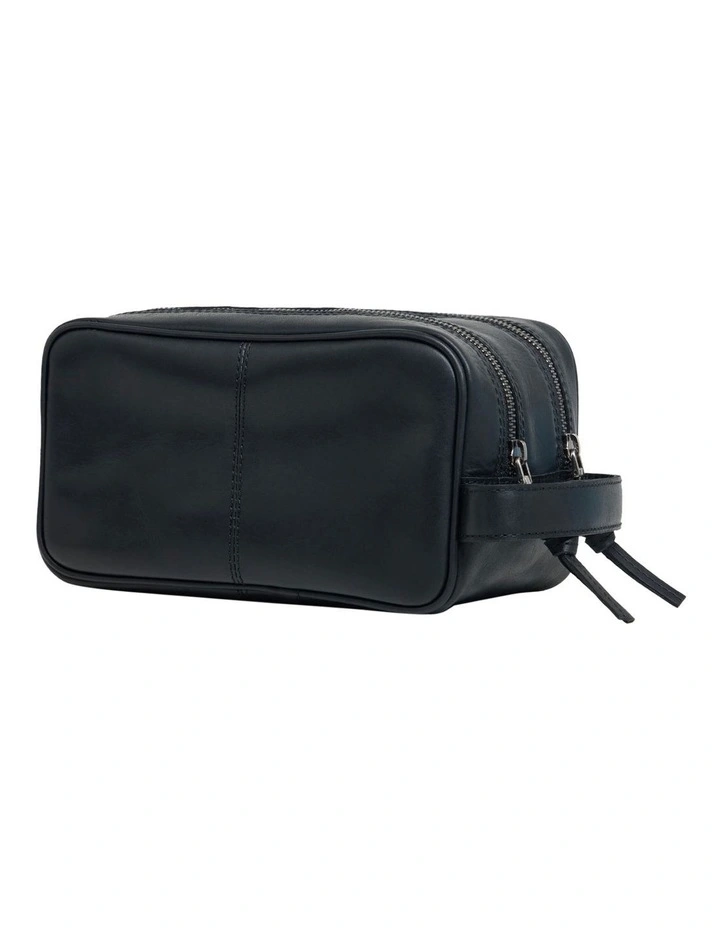 Traveller Leather Wash Bag in Black image 1