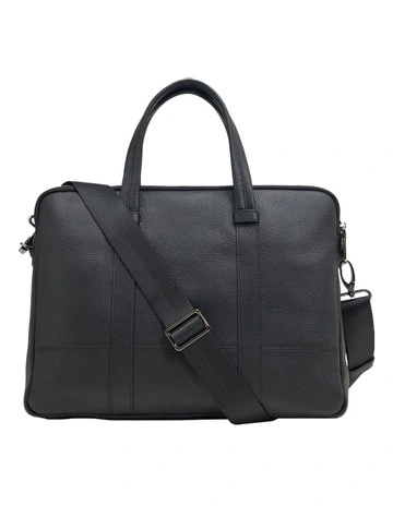 Atlas Leather Business Laptop Bag in Black
