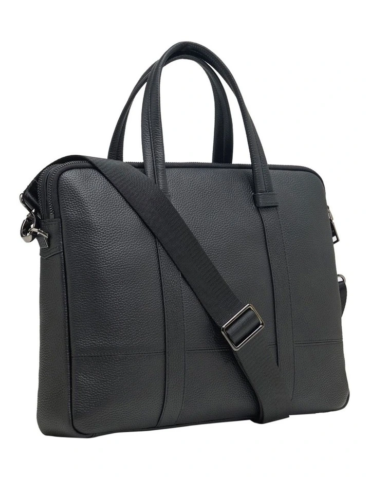 Atlas Leather Business Laptop Bag in Black image 2
