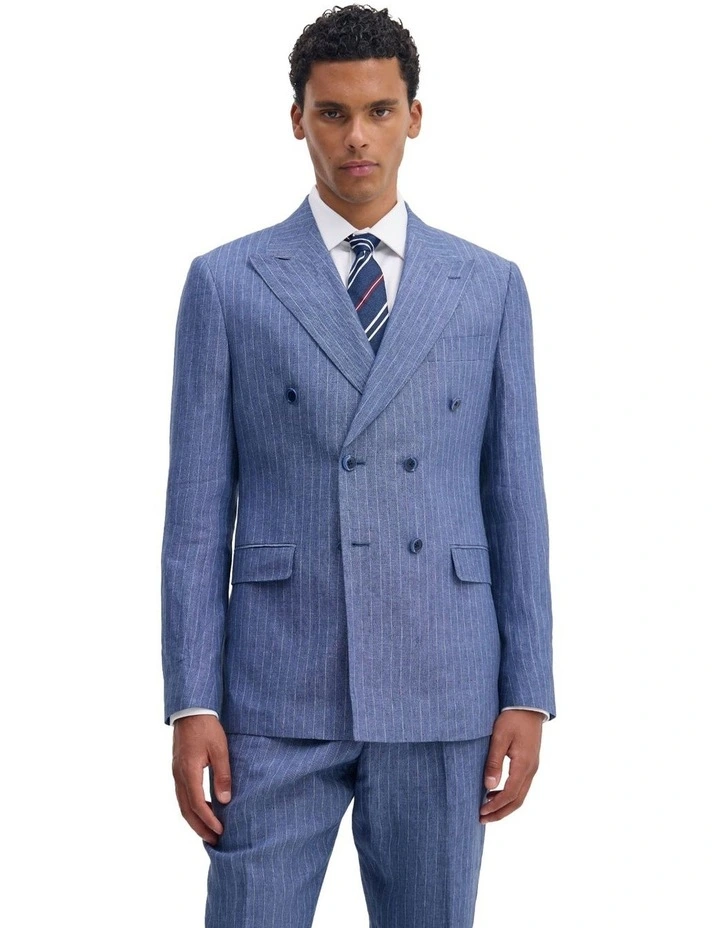 Hardy Double Breast Suit Jacket in Blue image 2