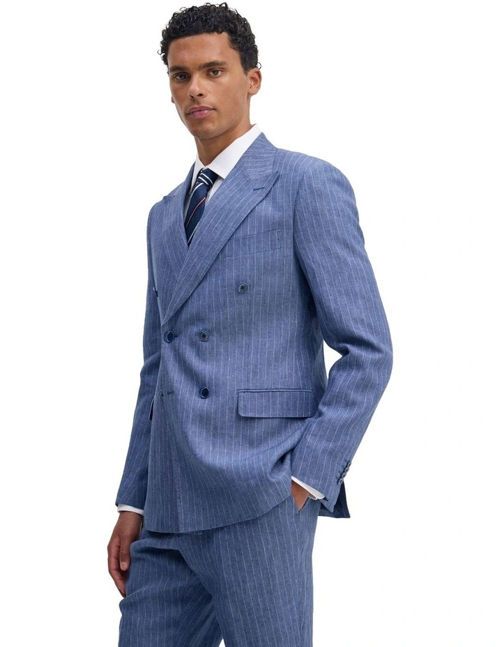 Hardy Double Breast Suit Jacket in Blue image 3