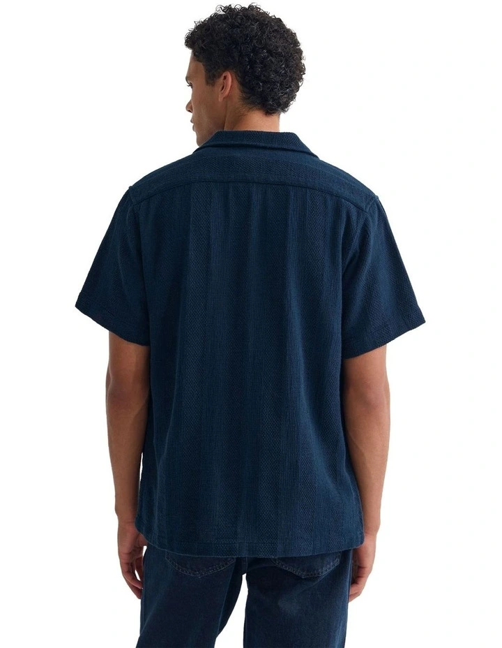 Luca Cotton Overshirt in Navy image 2