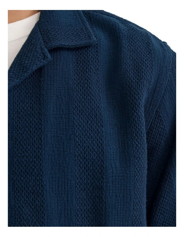 Luca Cotton Overshirt in Navy image 6