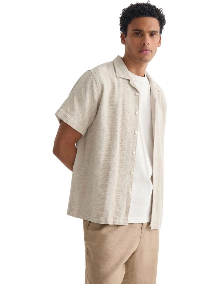 Luca Cotton Overshirt in Bone image 3