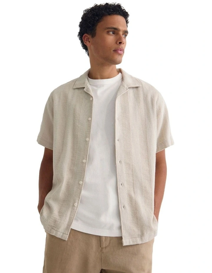 Luca Cotton Overshirt in Bone image 4