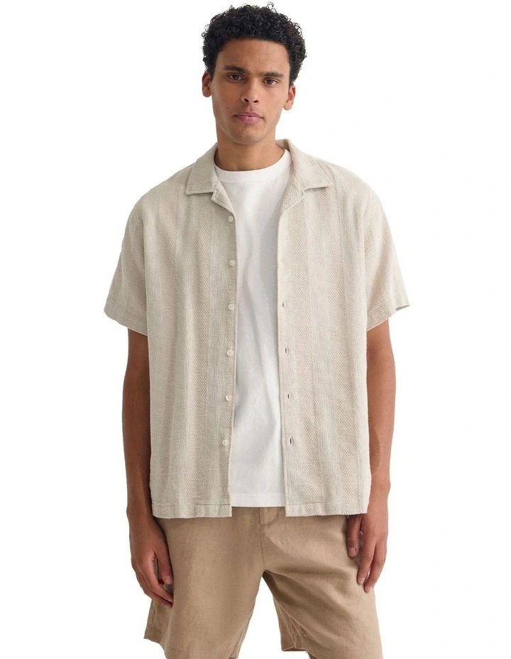 Luca Cotton Overshirt in Bone image 5