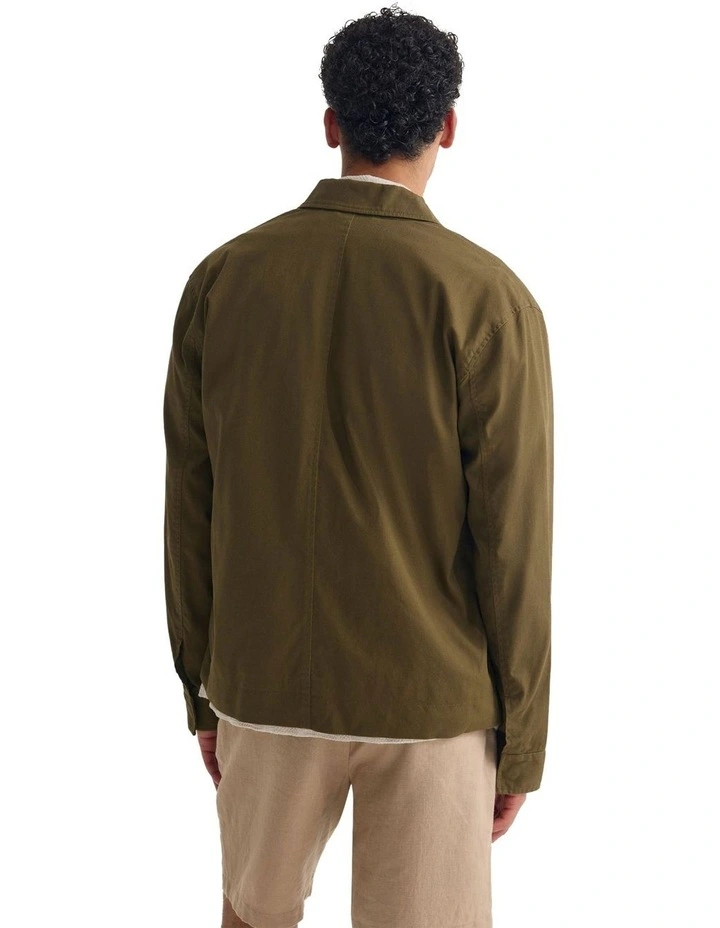 James Stretch Cotton Jacket in Olive image 2