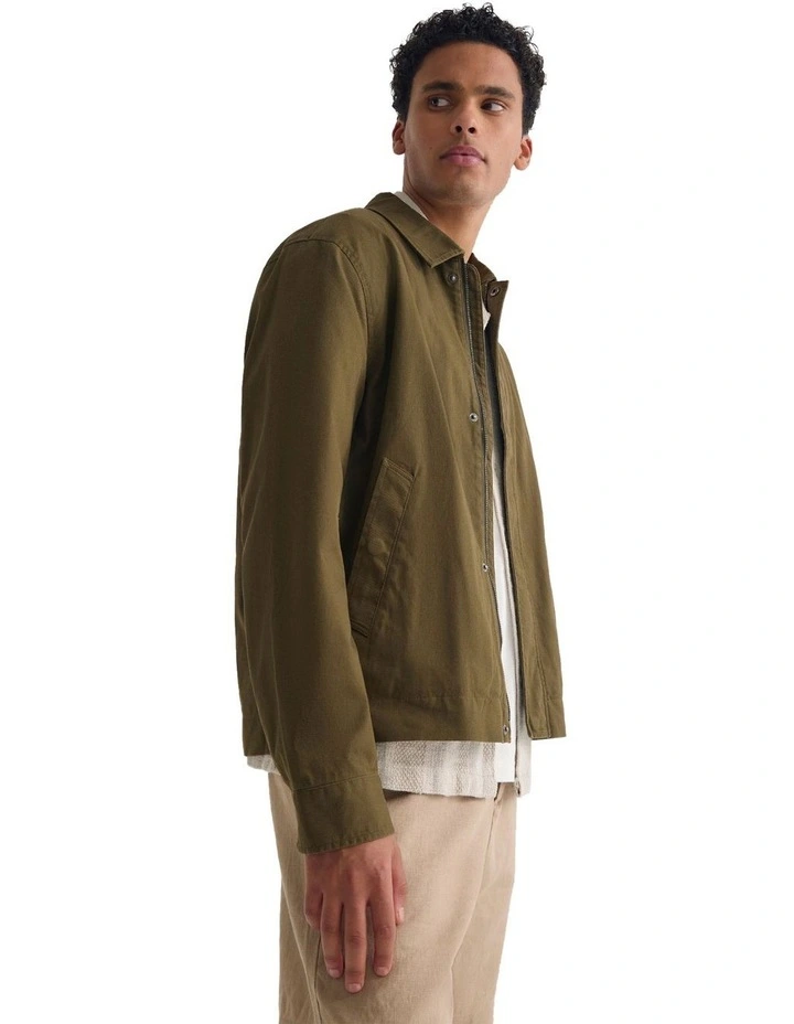 James Stretch Cotton Jacket in Olive image 4