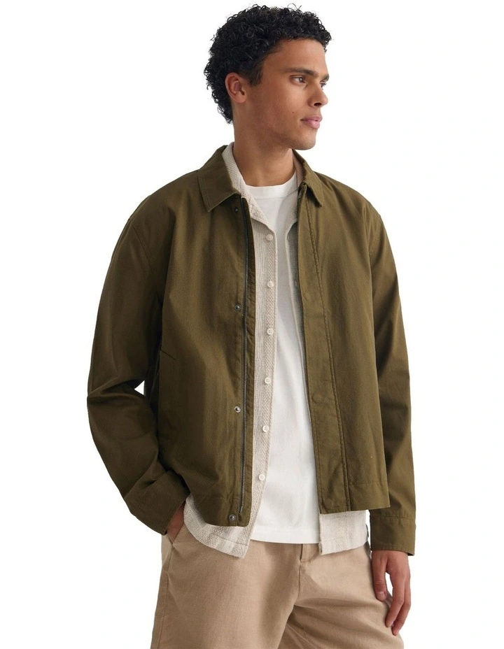 James Stretch Cotton Jacket in Olive image 5