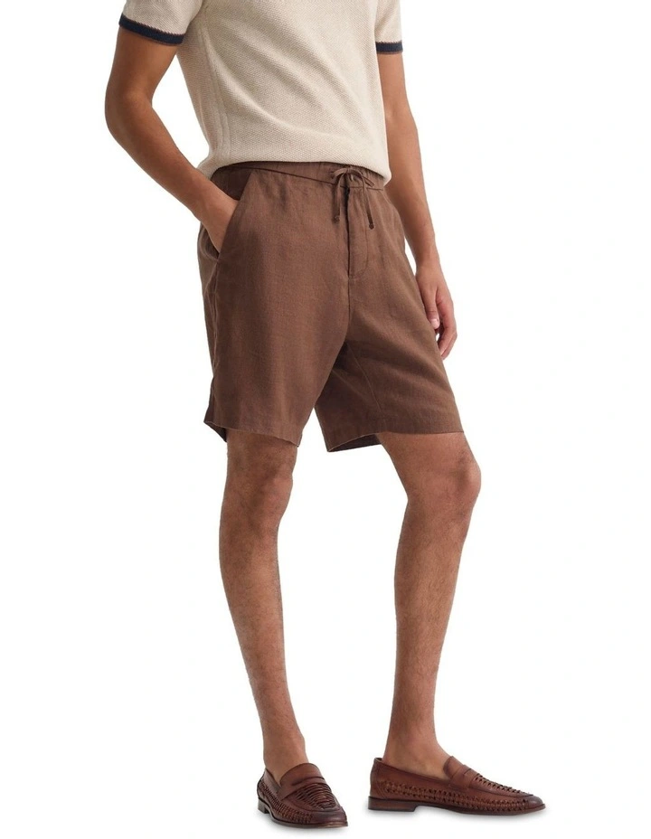 Harley Linen Shorts in Mocha image 3