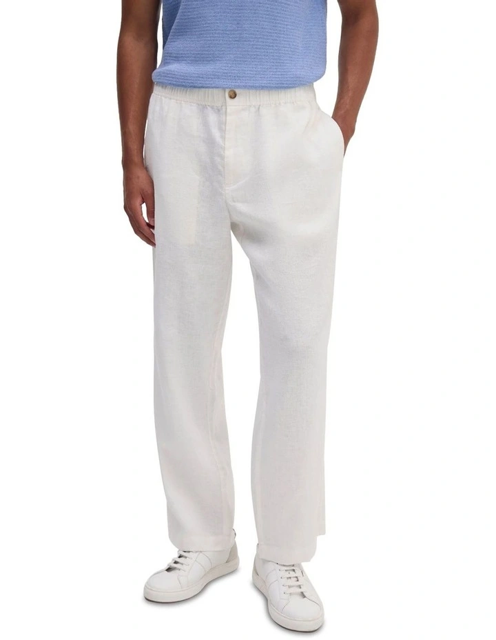 Engles Linen Relaxed Pant in Off White image 4