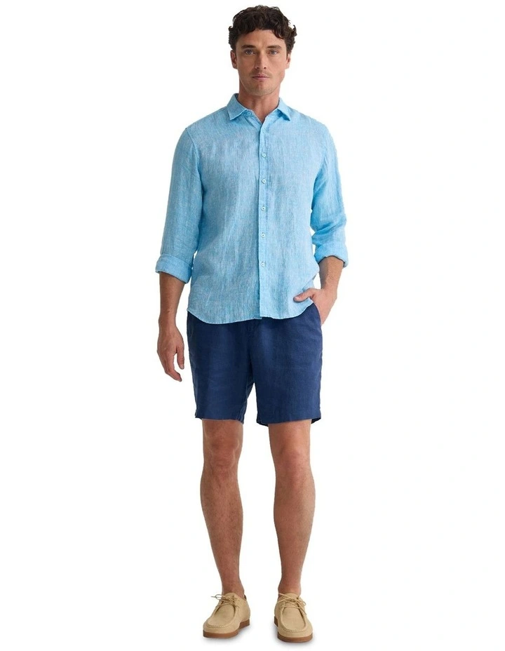 Cooper French Linen Long Sleeve Shirt in Turquoise image 1