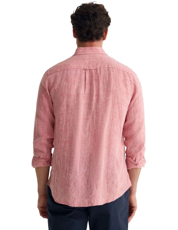 Cooper French Linen Long Sleeve Shirt in Terracotta image 2