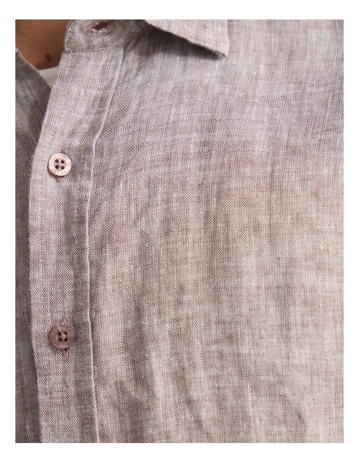 Cooper French Linen Long Sleeve Shirt in Bark image 6