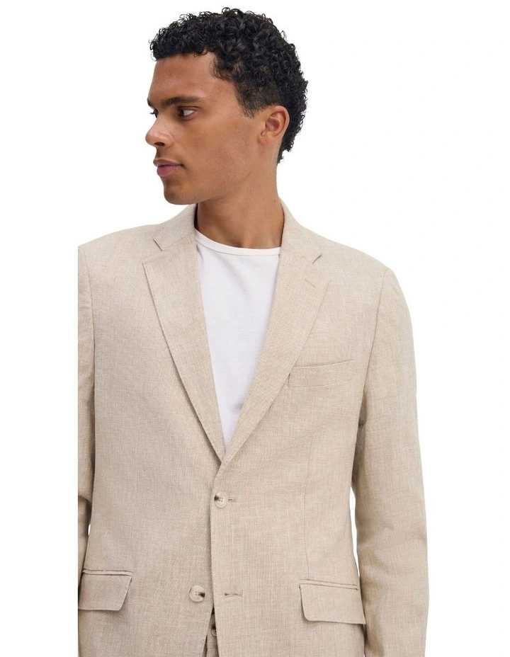 Milton Linen Blend Blazer in Natural image 4