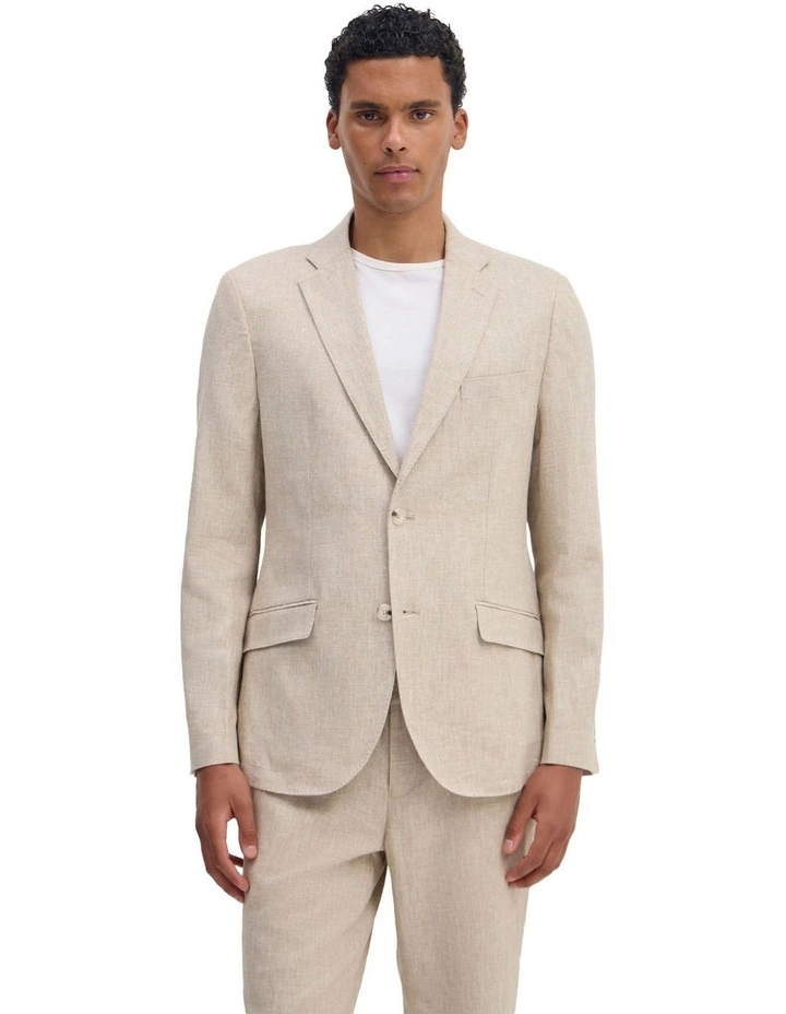 Milton Linen Blend Blazer in Natural image 5
