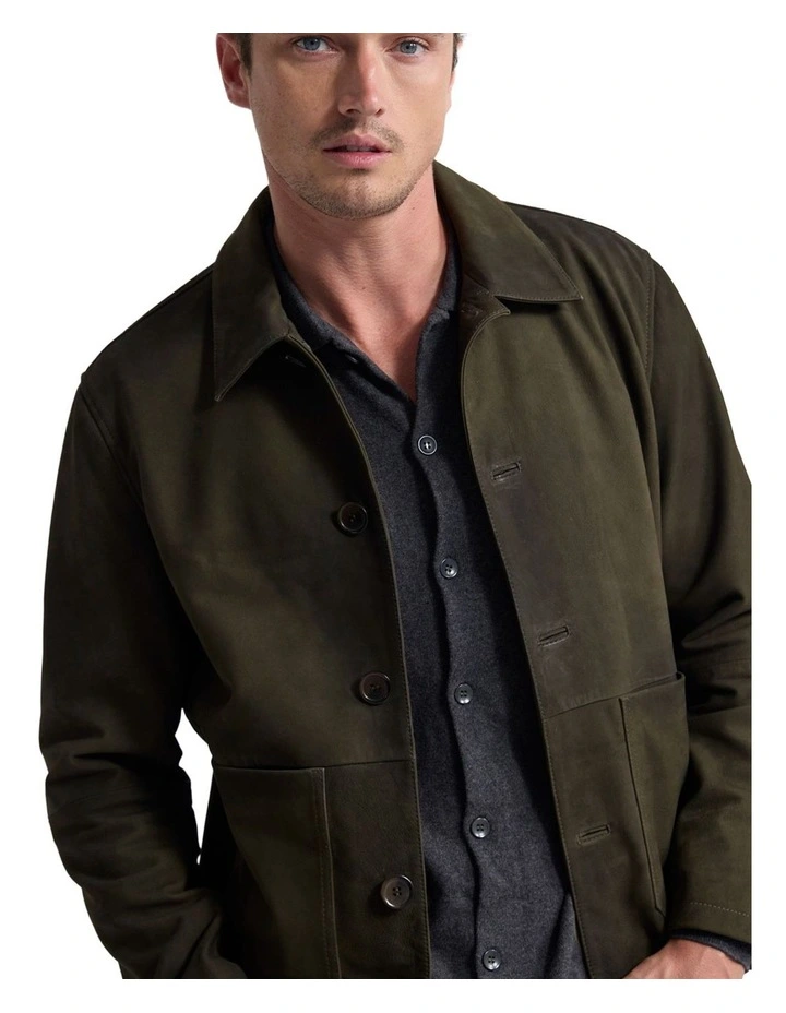Harry Goat Suede Jacket in Olive image 4