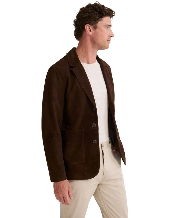 Maddox Suede Blazer in Chocolate image 2