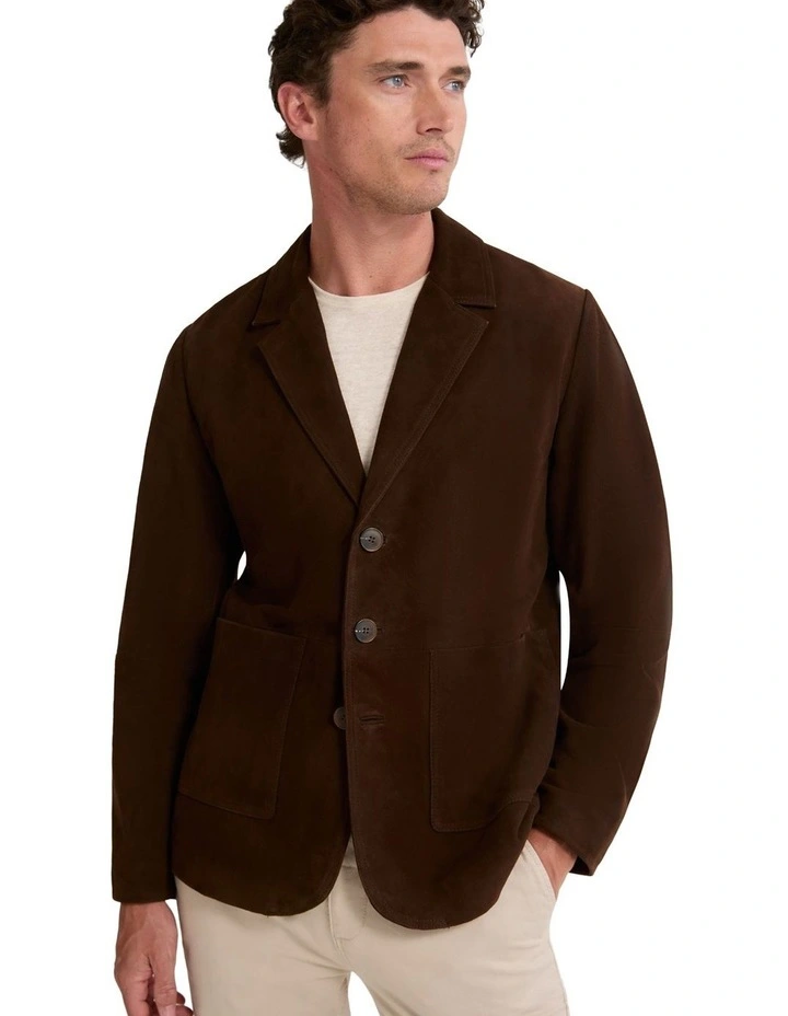 Maddox Suede Blazer in Chocolate image 4