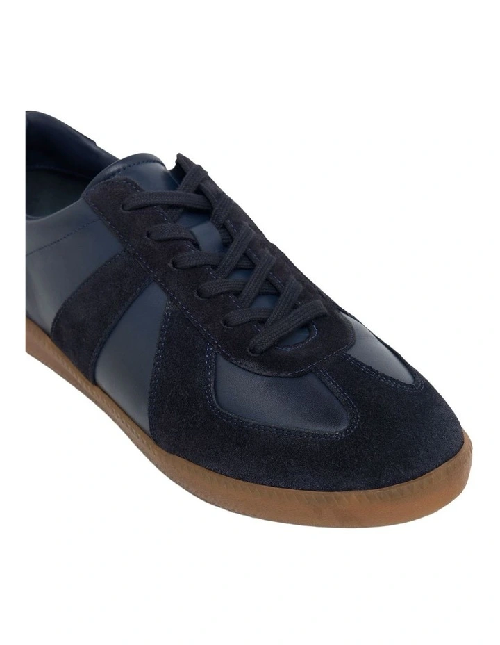 Max Leather/Suede Trainer in Navy image 4