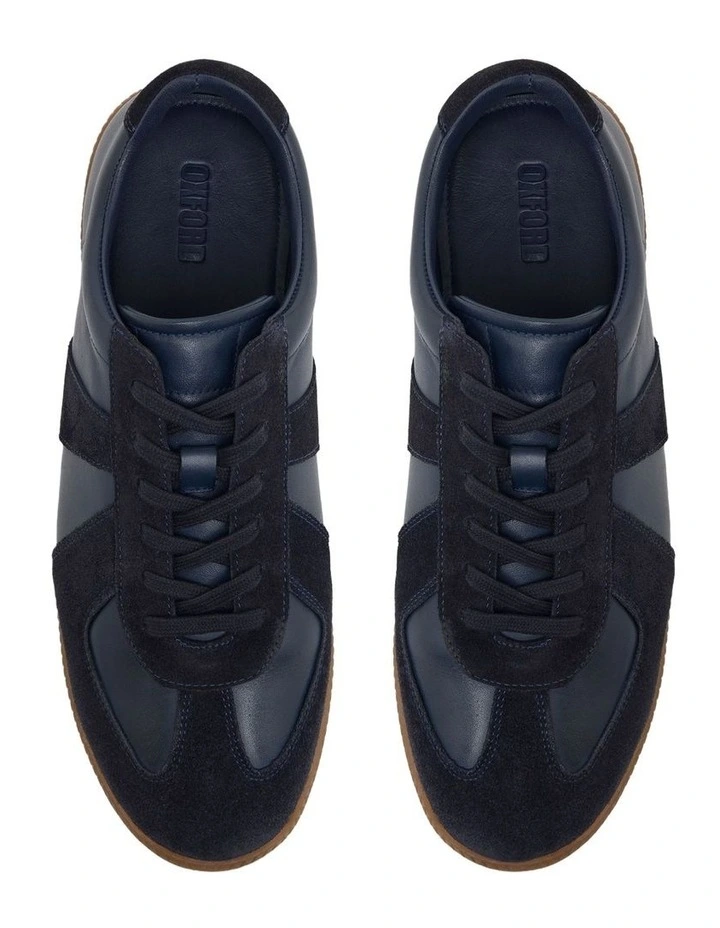 Max Leather/Suede Trainer in Navy image 5