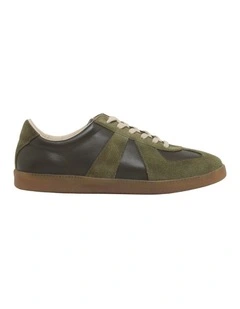 Max Leather/Suede Trainer in Olive