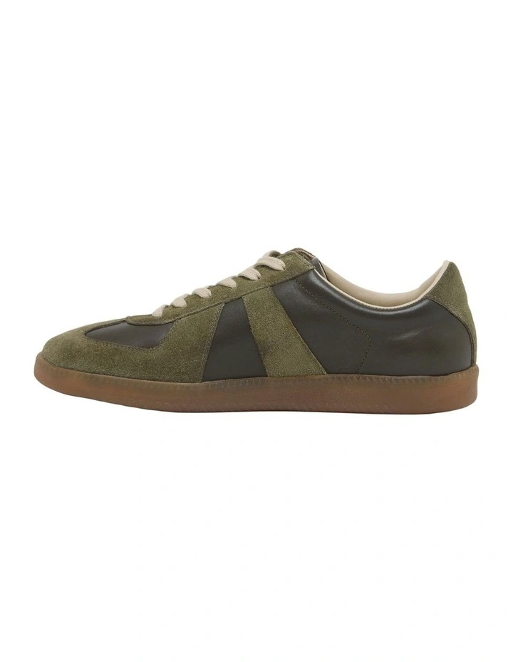Max Leather/Suede Trainer in Olive image 3