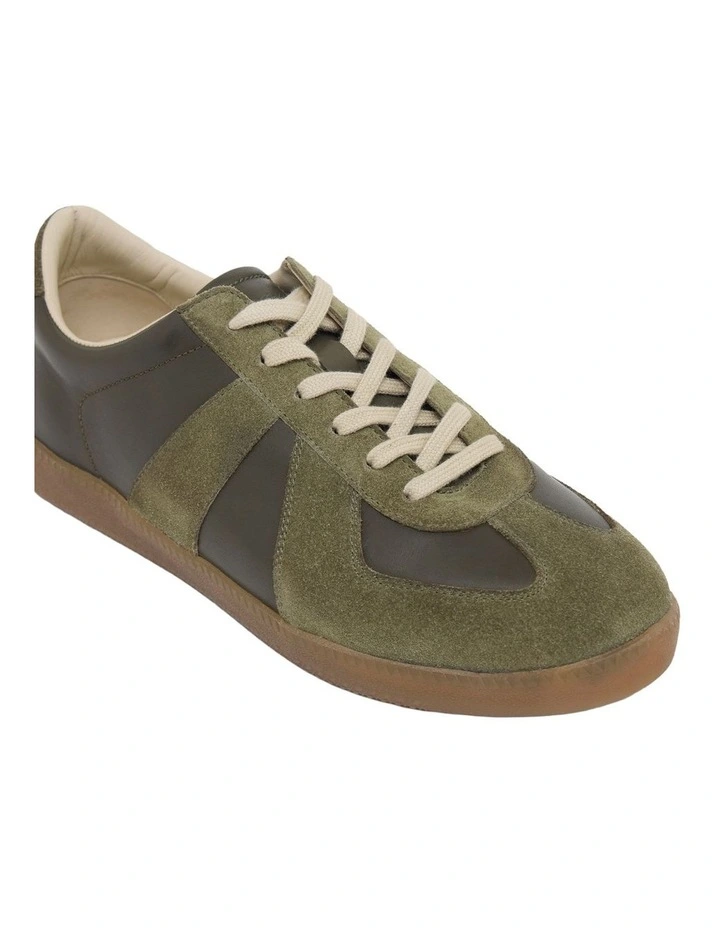 Max Leather/Suede Trainer in Olive image 4