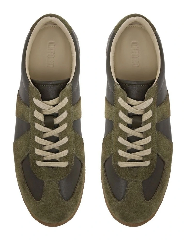 Max Leather/Suede Trainer in Olive image 5