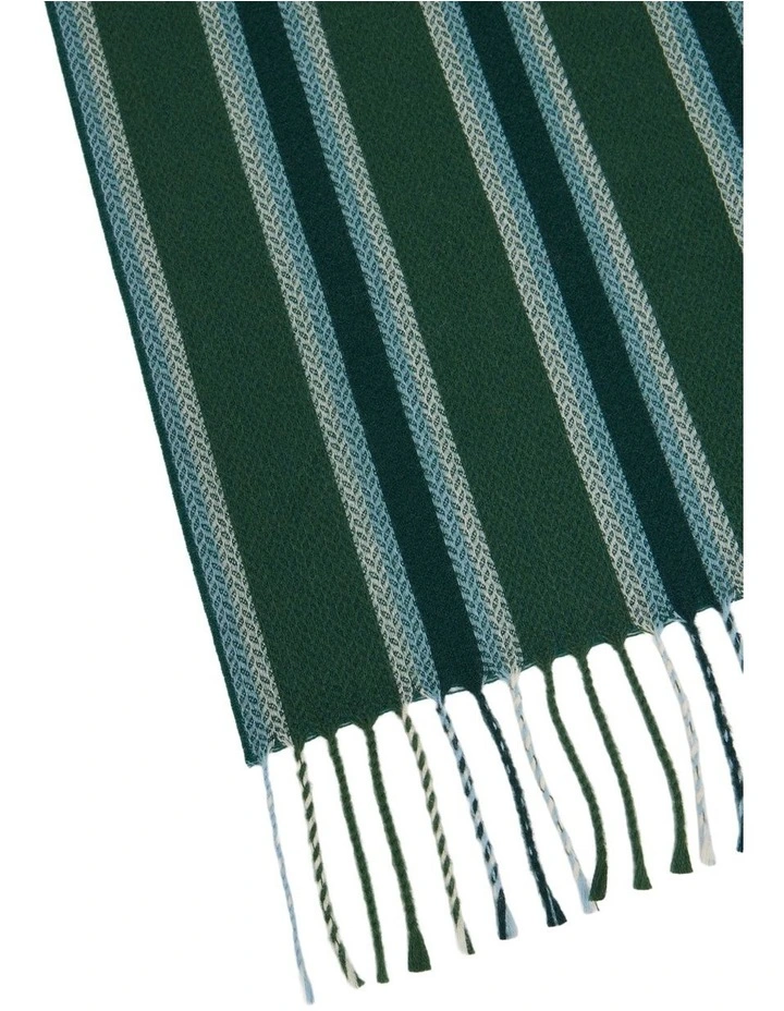Colton Stripe Wool Scarf in Green image 2