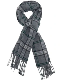 Beau Wool Check Scarf in Grey