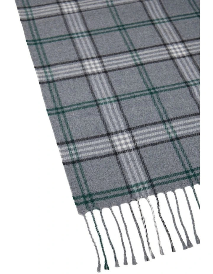 Beau Wool Check Scarf in Grey image 2